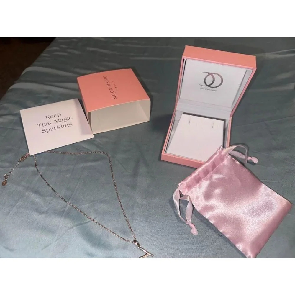 Moon Magic  Moonstone Necklace - Lucky Letter Y  in Rose Gold - Picture 2 of 10